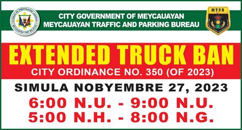 meycauayan truck ban|OFFICE OF THE CITY ADMINISTRATOR .